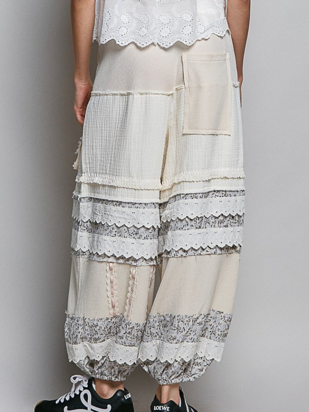 POL HIGH RISE JOGGER-CREAM - Picture 2 of 2
